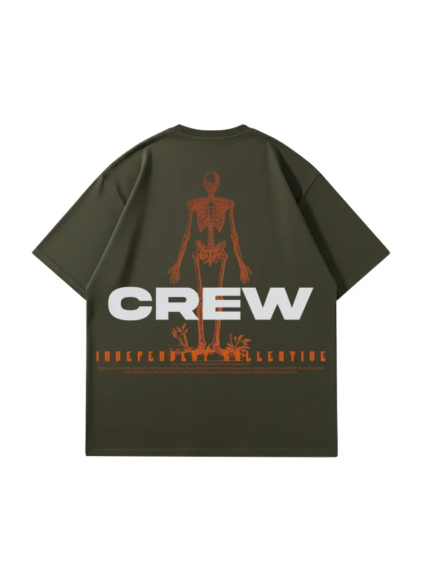 Haki Pure Pixel Crew Oversize Sırt Baskılı Unisex Tişört