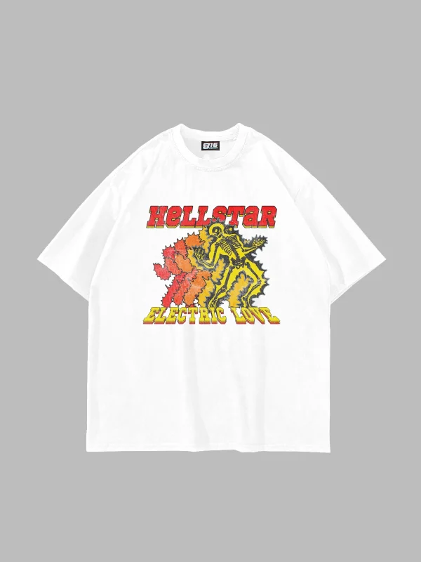 Hellstar Baskılı Beyaz Oversize Tshirt