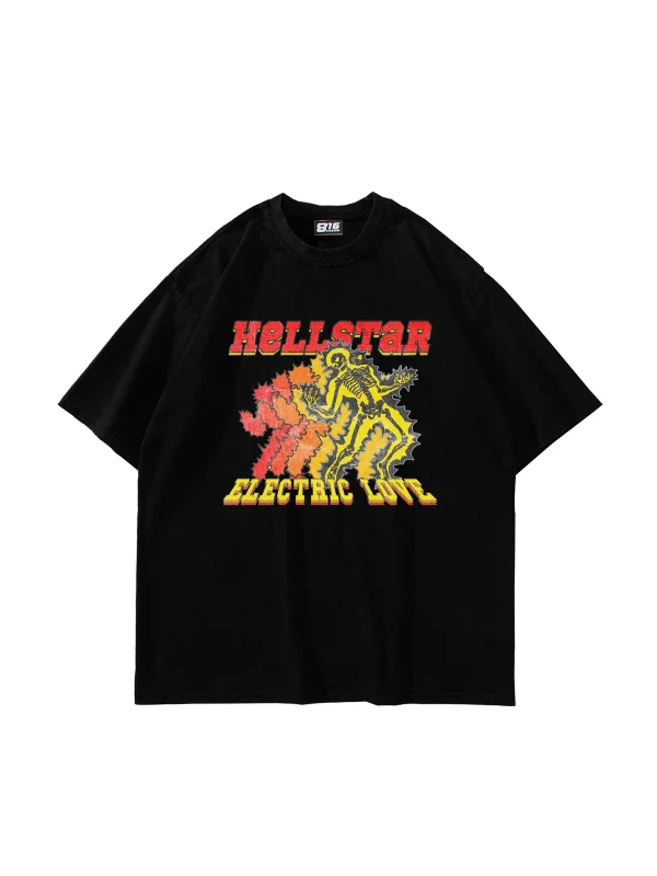 Hellstar Baskılı Siyah Oversize Tshirt