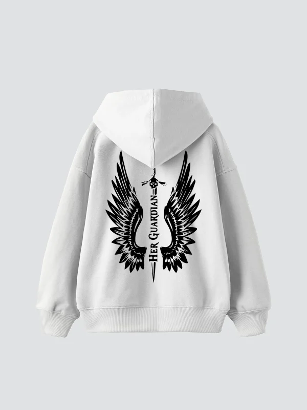 Her Guardıan Baskılı Oversize Unisex Beyaz Hoodie