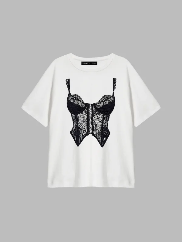 High Grip Baskılı Relaxed Fit Beyaz Kadın Tshirt