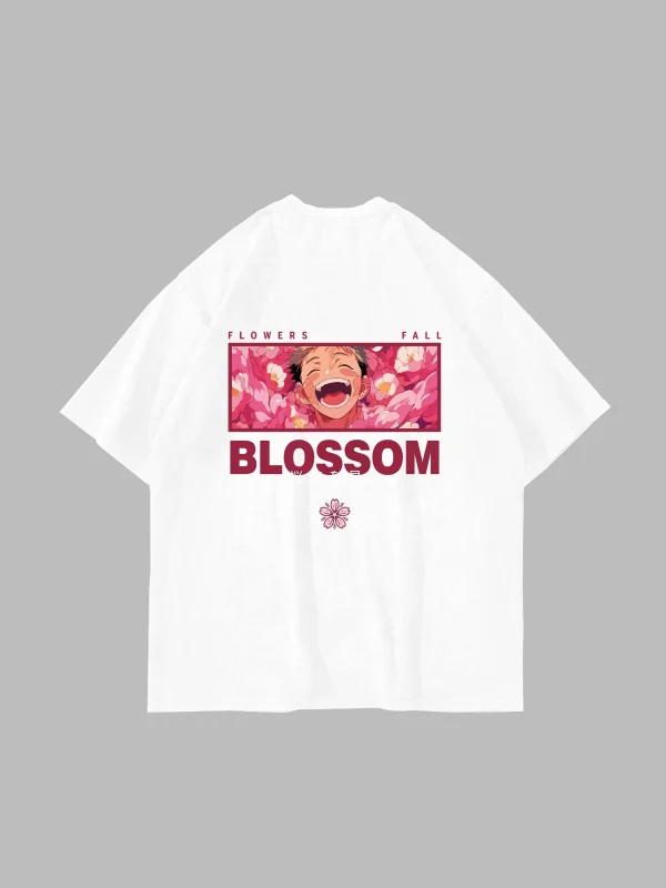 Japanese Anime Baskılı Oversize Unisex Beyaz Tshirt
