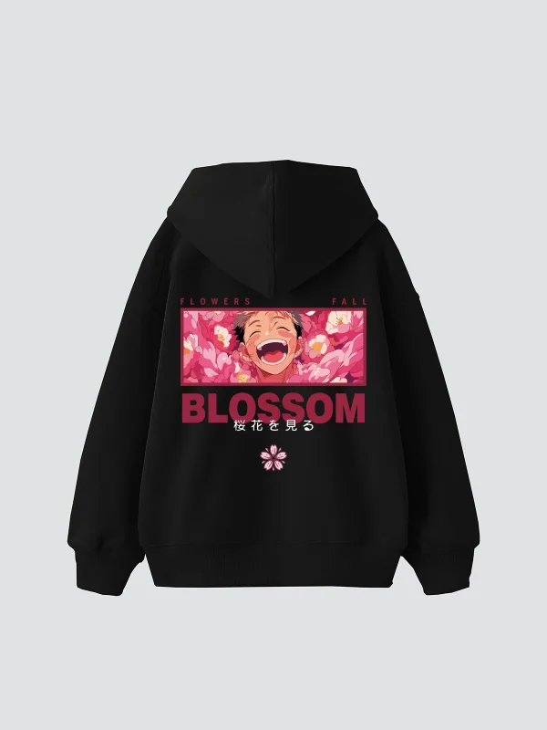 Japanese Anime Baskılı Oversize Unisex Siyah Hoodie