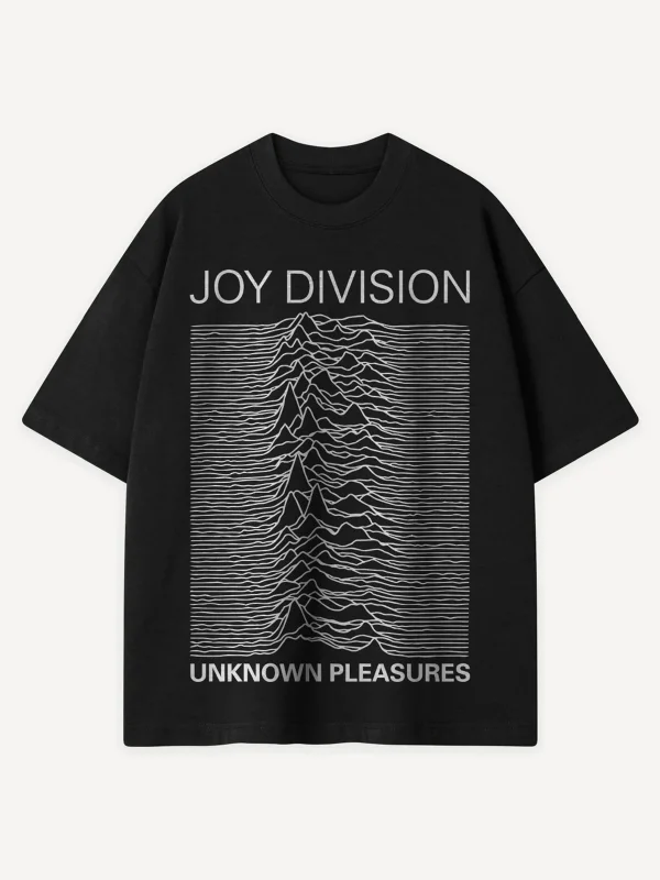 Joy Division Unknown Pleasures Baskılı Siyah Oversize Tshirt