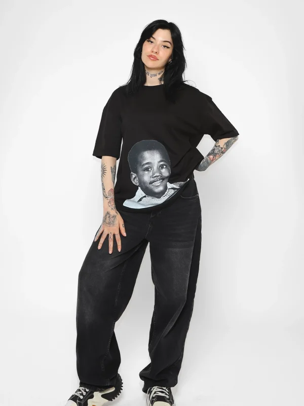 Kanye West Baskılı Oversize Unisex Siyah Tshirt