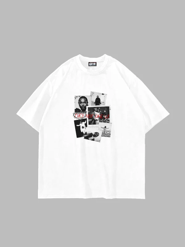 Kendrick Baskılı Oversize Unisex Beyaz Tshirt