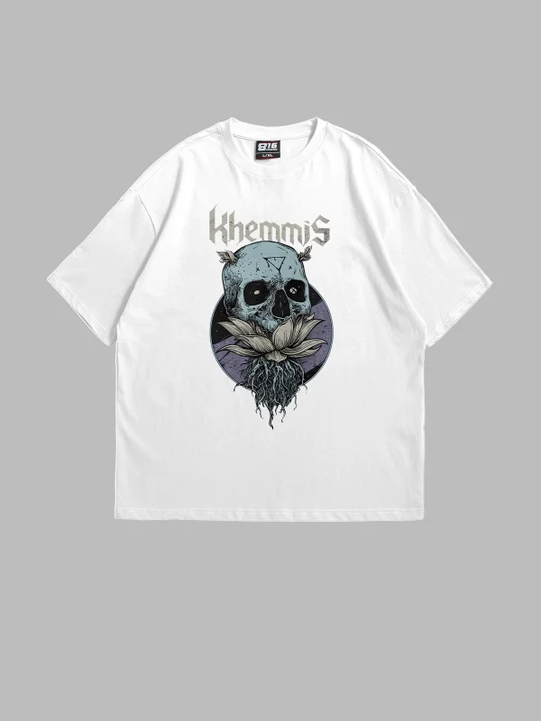 Khemmis Baskılı Oversize Unisex Beyaz Tshirt