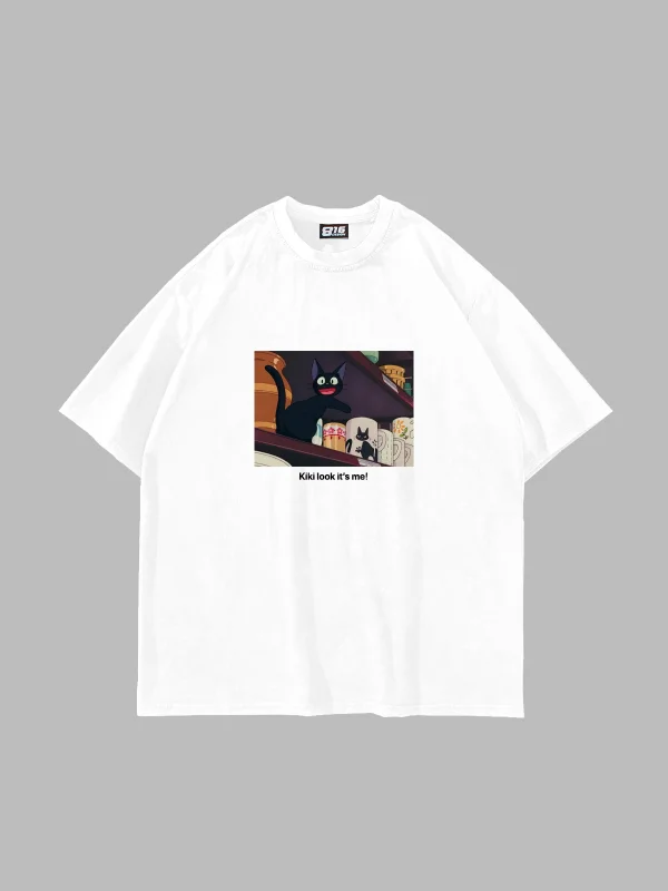 Kiki Look İts Me Baskılı Oversize Unisex Beyaz Tshirt