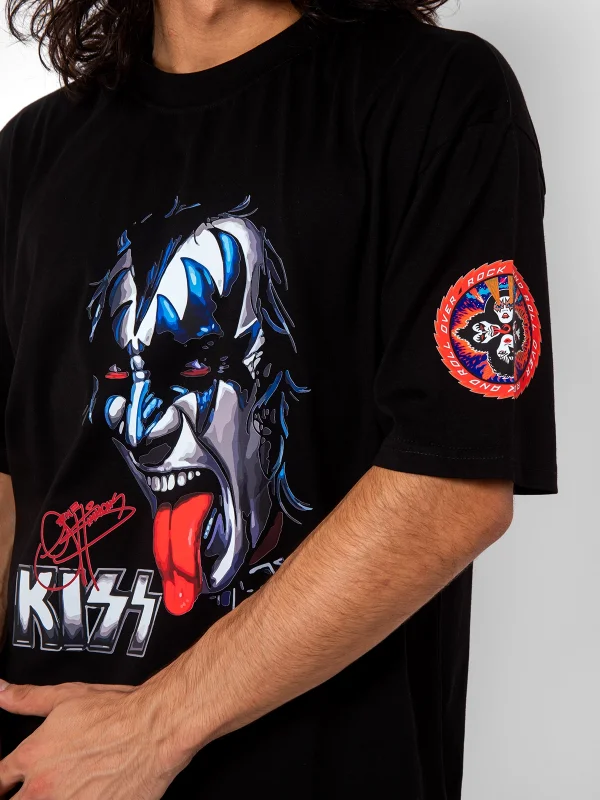 Kıss Rock And Roll Baskılı 24/1 Oversize Unisex Siyah Tshirt