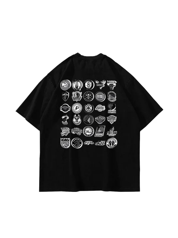 Knicks Baskılı Oversize Unisex Siyah Tshirt