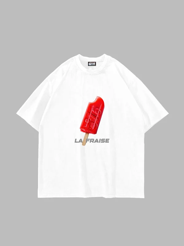 La Frasıe Baskılı Oversize Unisex Beyaz Tshirt