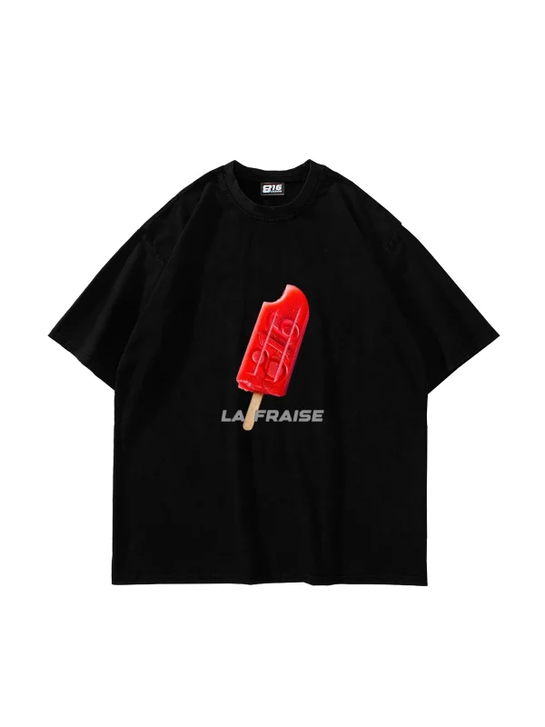 La Frasıe Baskılı Oversize Unisex Siyah Tshirt