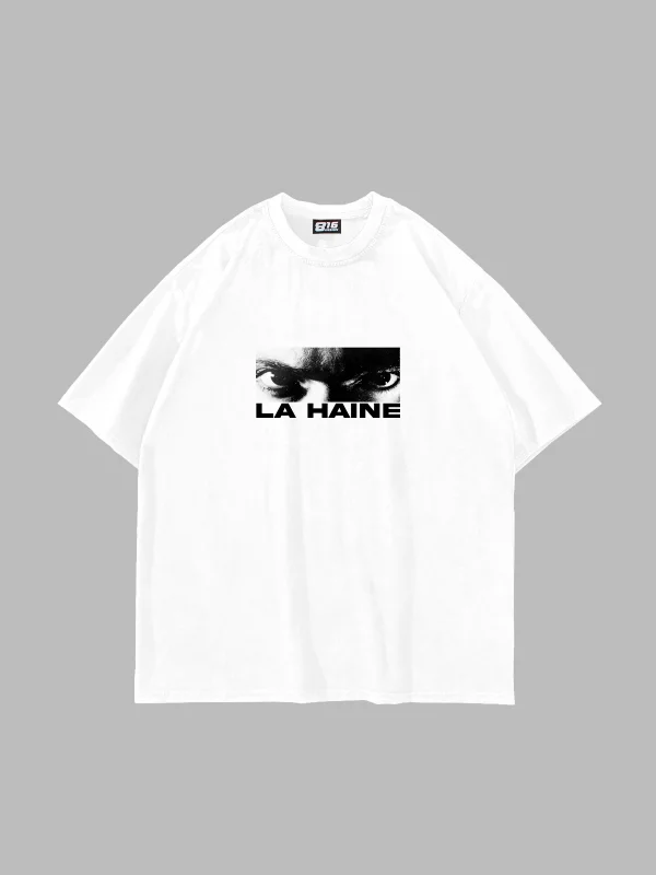 La Haine Baskılı Oversize Unisex Beyaz Tshirt