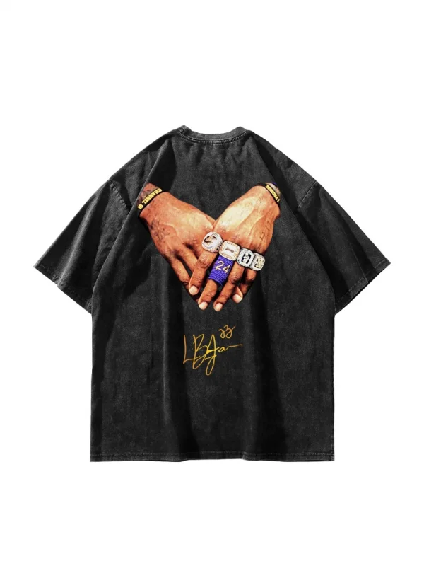 Lebron James Baskılı Oversize Unisex Yıkamalı Siyah Tshirt