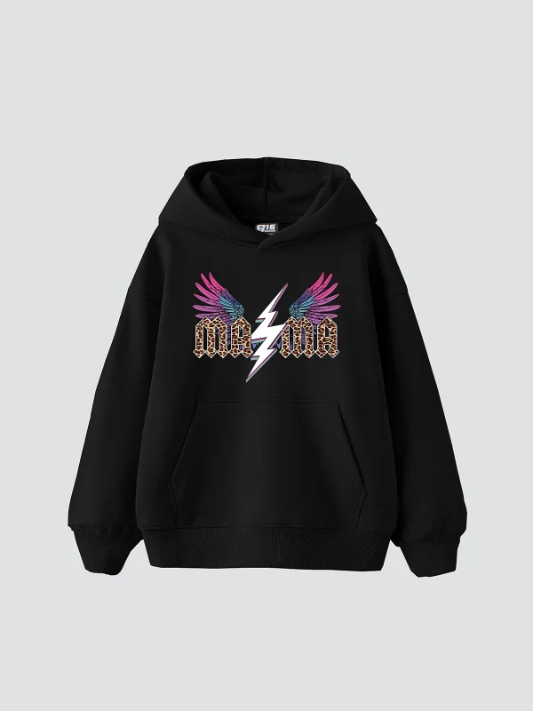 Leopard Mama Baskılı Oversize Unisex Siyah Hoodie