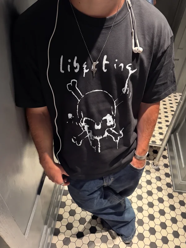 Libertine Skull Baskılı Siyah Oversize Tshirt