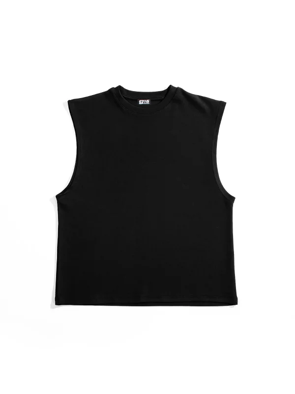 Siyah Basic Sıfır Kol Tişört