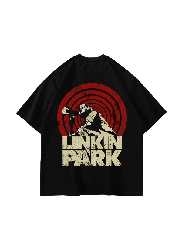 Linkin Park Baskılı Oversize Siyah Tshirt