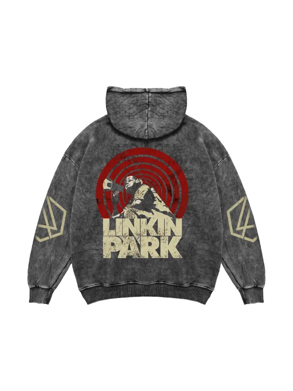 Linkin Park Baskılı Oversize Unisex Yıkamalı Siyah Hoodie