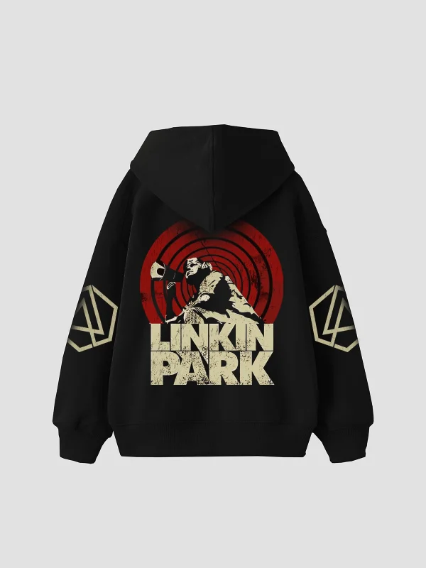 Linkin Park Baskılı Oversize Unisex Siyah Hoodie
