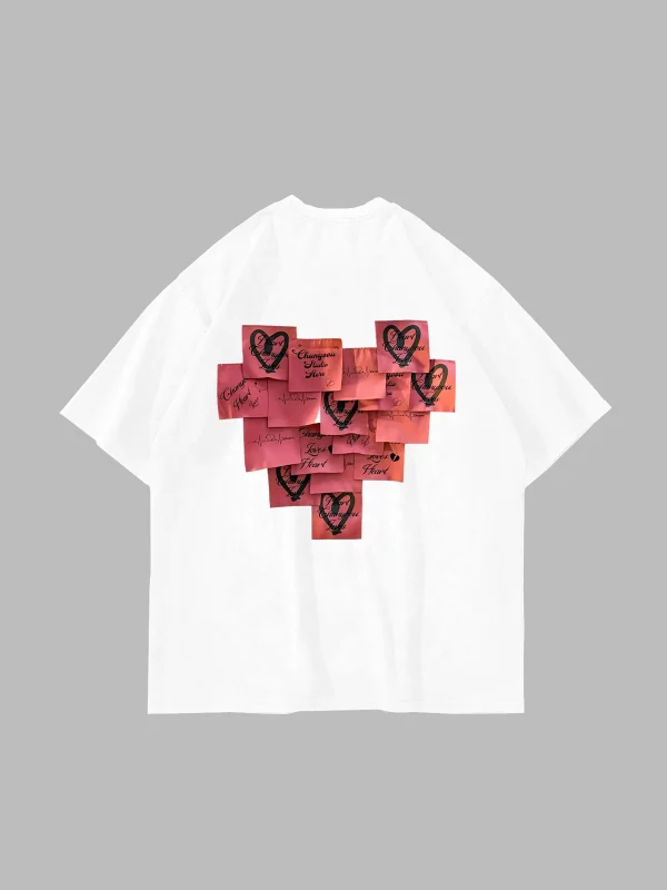 Love Baskılı Oversize Unisex Beyaz Tshirt