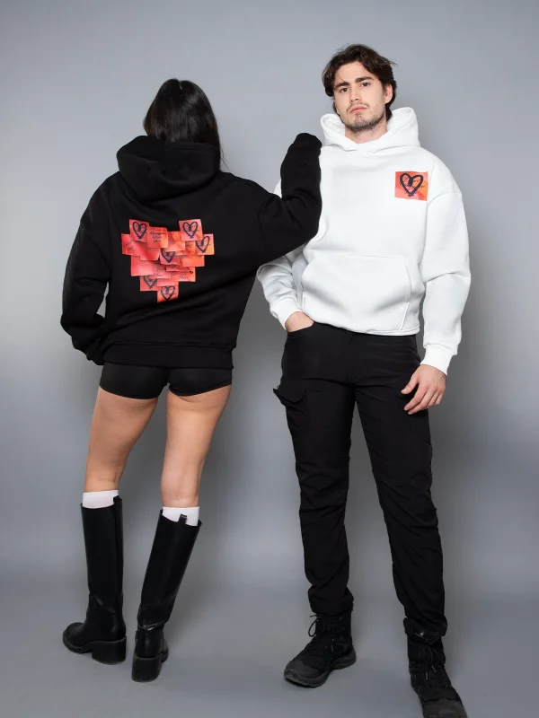 Love Baskılı Oversize Unisex Siyah Hoodie
