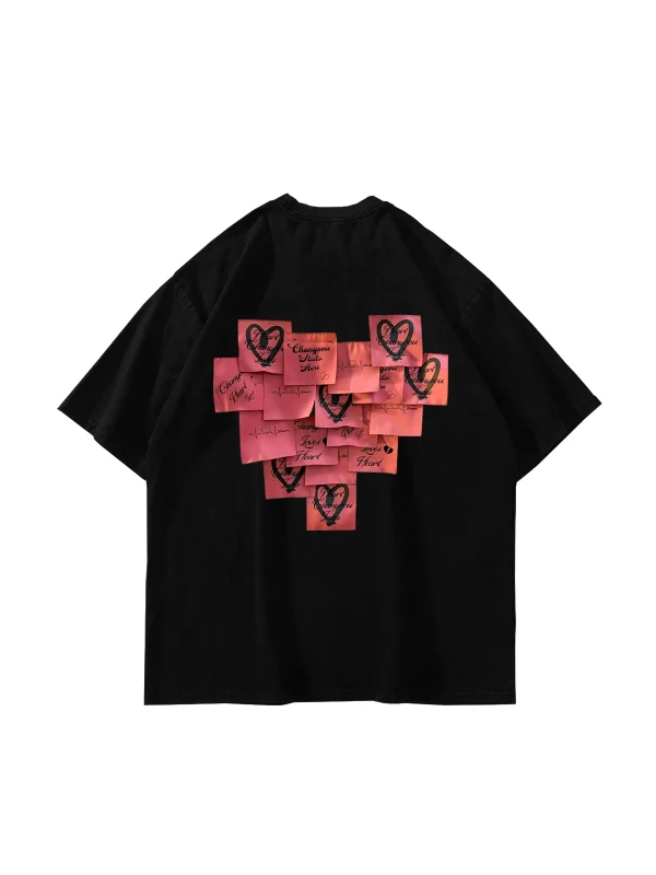 Love Baskılı Oversize Unisex Siyah Tshirt