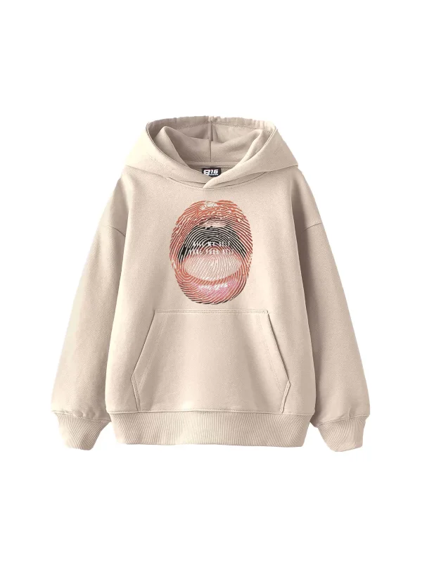 Love Your Self Baskılı Oversize Unisex Bej Hoodie