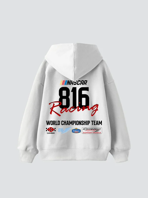 Lucky Seven Baskılı Oversize Unisex Beyaz Hoodie