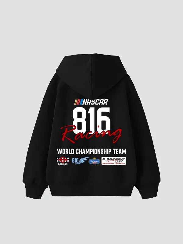 Lucky Seven Baskılı Oversize Unisex Siyah Hoodie