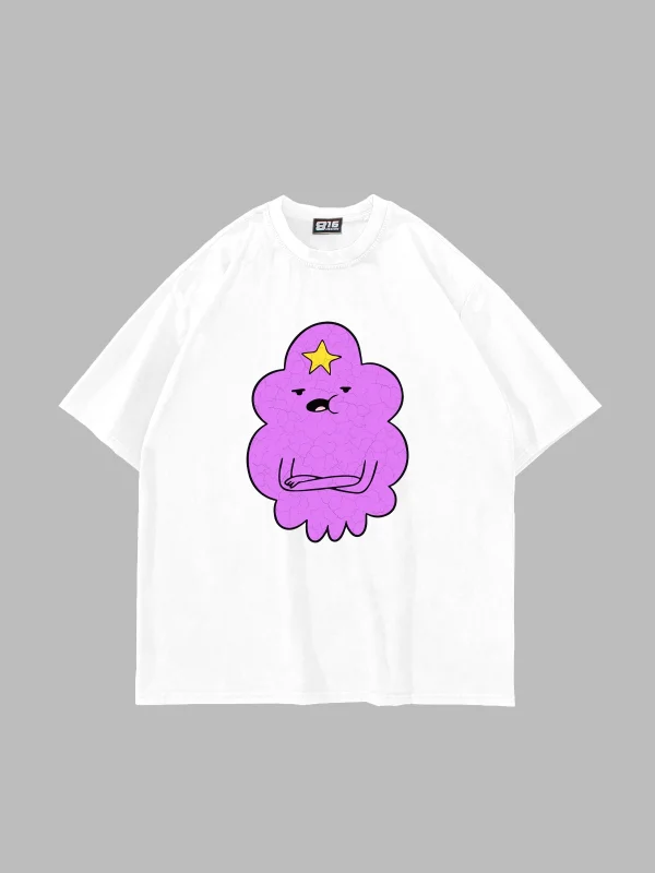 Lumpy Space Princess Baskılı Oversize Unisex Beyaz Tshirt