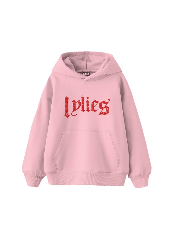 Lylies Kırmızı Taş Baskılı Oversize Unisex Pembe Hoodie