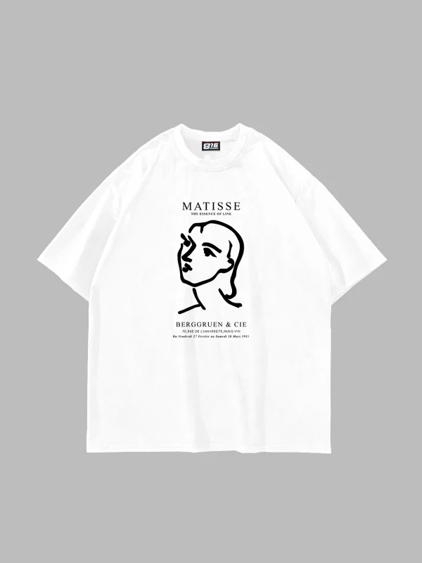 Matisse Baskılı Oversize Unisex Beyaz Tshirt