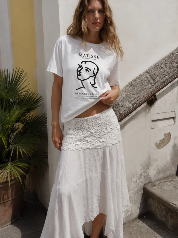 Matisse Baskılı Relaxed Fit Beyaz Kadın Tshirt
