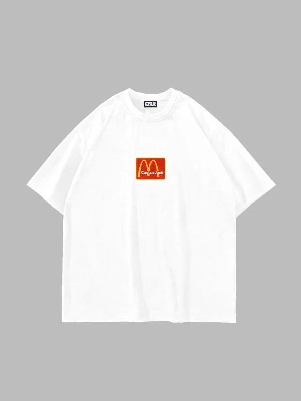 Mc. Cactus Baskılı Oversize Unisex Premium Beyaz Tshirt