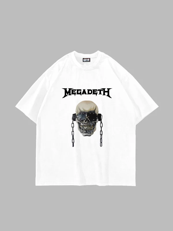 Megadeth Baskılı Beyaz Unisex Oversize Tshirt
