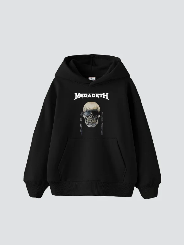 Megadeth Baskılı Oversize Unisex Siyah Hoodie