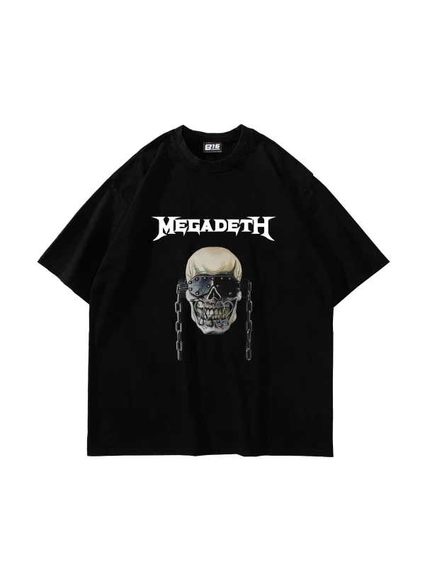 Megadeth Baskılı Siyah Unisex Oversize Tshirt