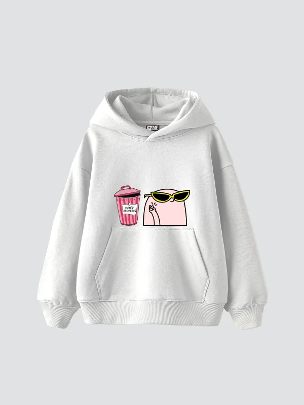 Mens Opinions Baskılı Oversize Unisex Beyaz Hoodie