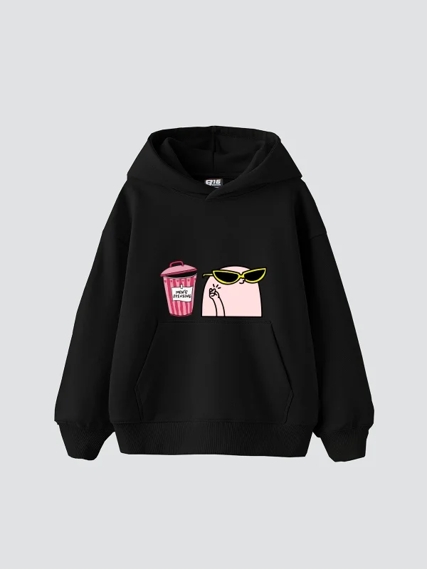 Mens Opinions Baskılı Oversize Unisex Siyah Hoodie