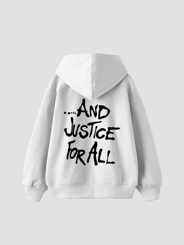 Metallica And Justice For All Baskılı Oversize Unisex Beyaz Hoodie