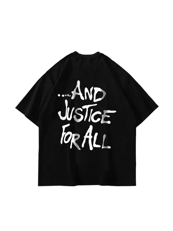 Metallica And Justice For All Baskılı Oversize Unisex Siyah Tshirt