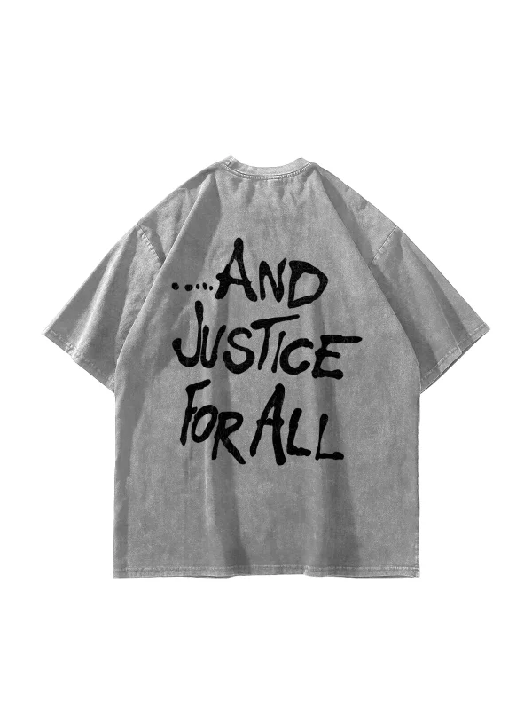 Metallica And Justice For All Baskılı Oversize Unisex Yıkamalı Beyaz Tshirt