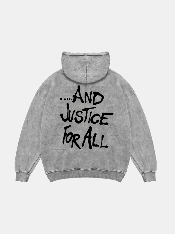 Metallica And Justice For All Oversize Unisex Yıkamalı Beyaz Hoodie