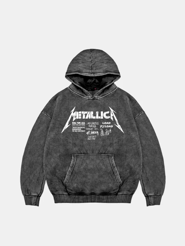 Metallica Road Reload Oversize Unisex Yıkamalı Siyah Hoodie