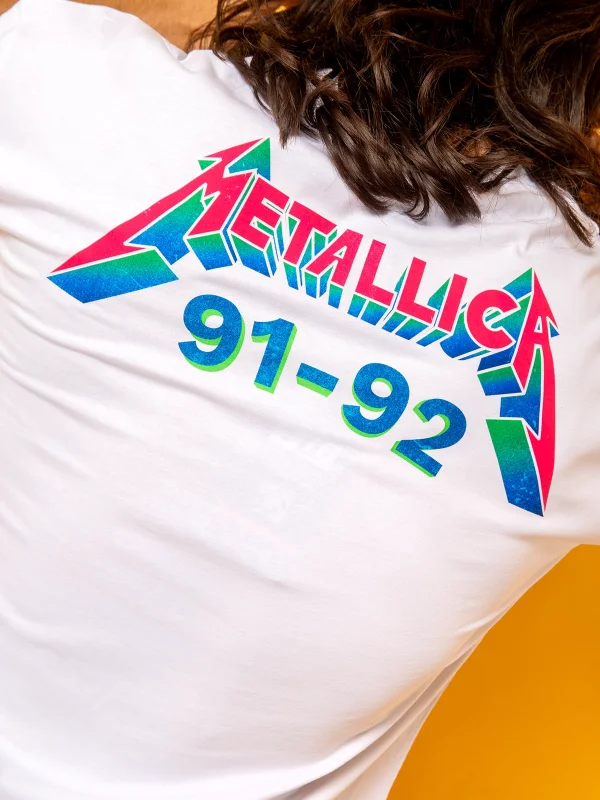 Metallica Skull Baskılı 24/1 Oversize Unisex Beyaz Tshirt