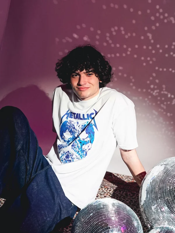 Metallica Skull head Baskılı Oversize Unisex Beyaz Tshirt