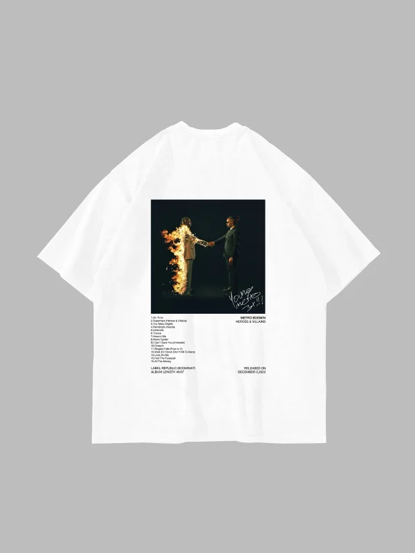 Metro Boomin Baskılı Oversize Unisex Beyaz Tshirt