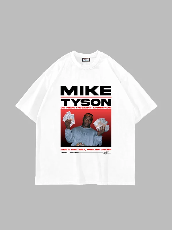Mike Tyson Baskılı Oversize Unisex Beyaz Tshirt