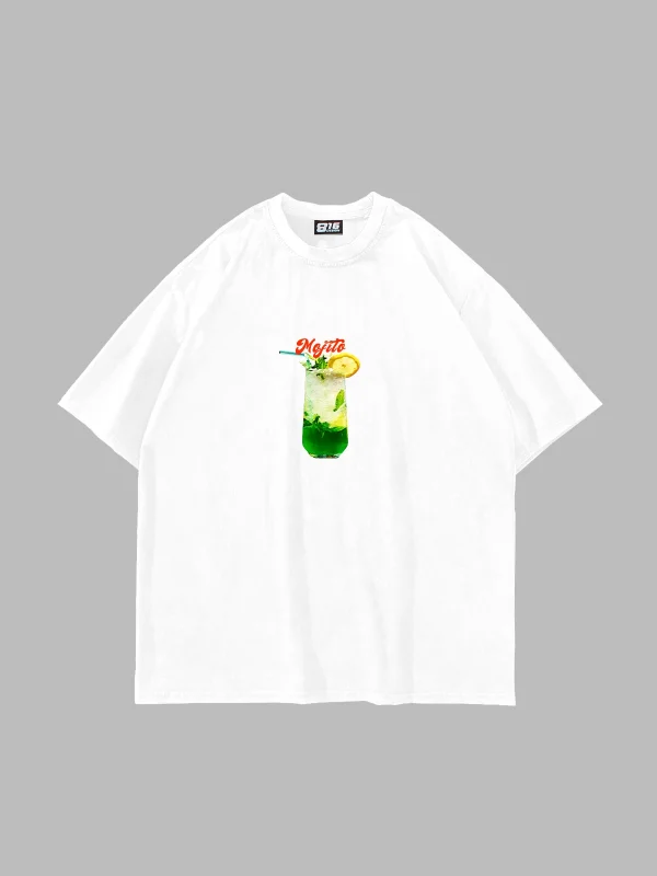 Mojito Baskılı Beyaz Oversize Unisex Tshirt